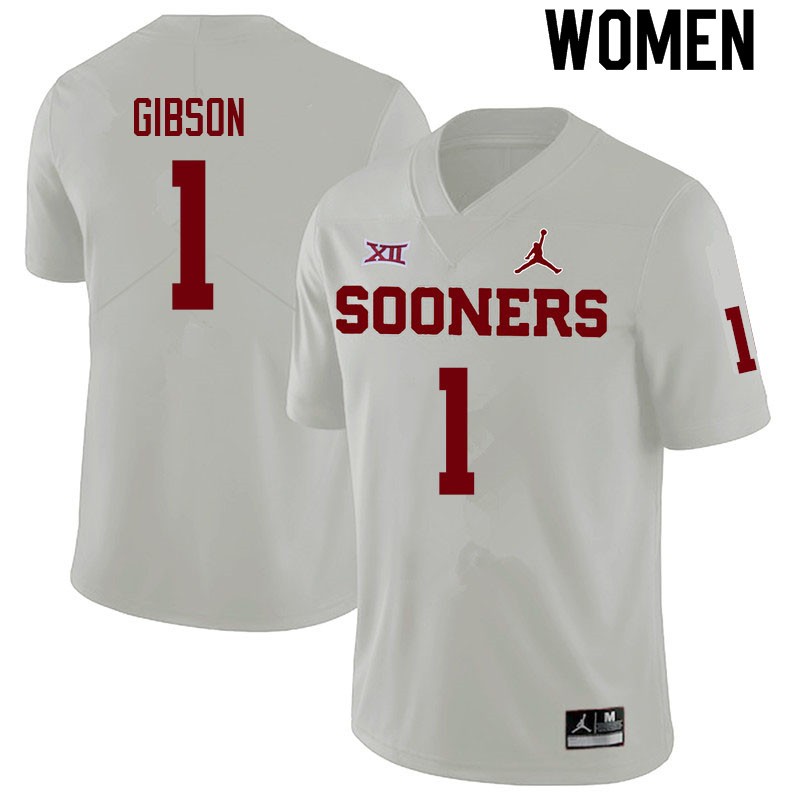 Women #1 Jayden Gibson Oklahoma Sooners College Football Jerseys Sale-White - Click Image to Close